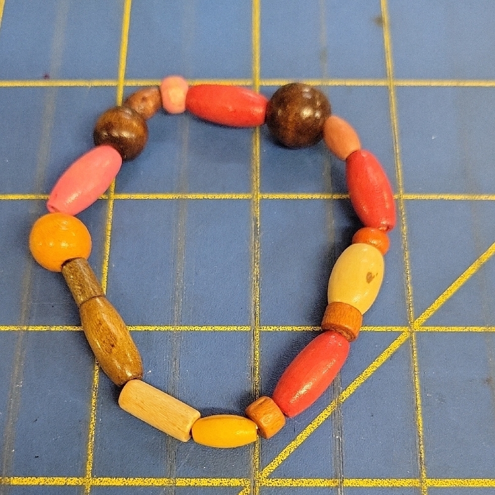 Colorful Wooden Beaded 7" Bracelet